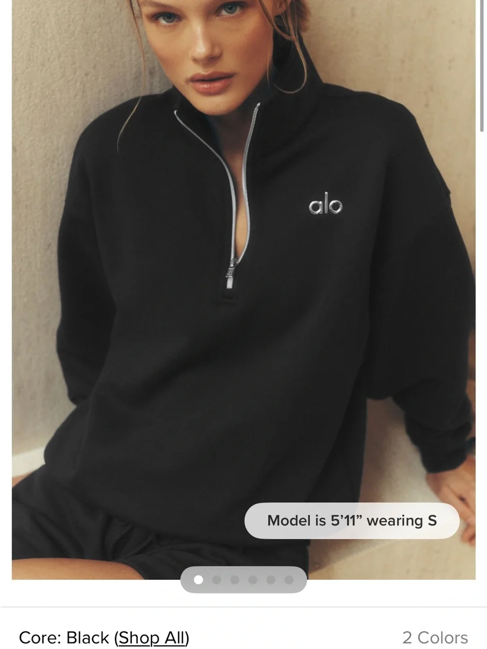 ALO Yoga Black Quarter-Zip Cowl Sweatshirt